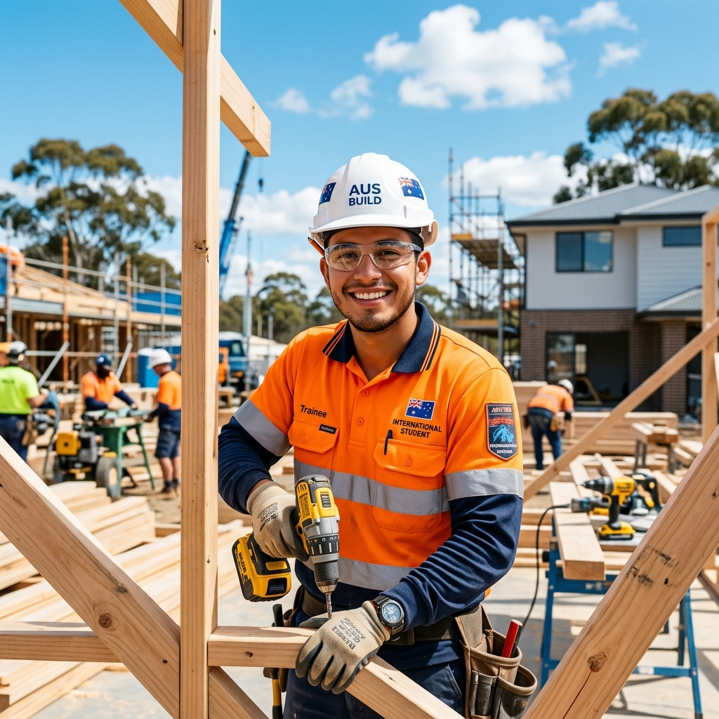 Estudiante latino de carpintería en Australia